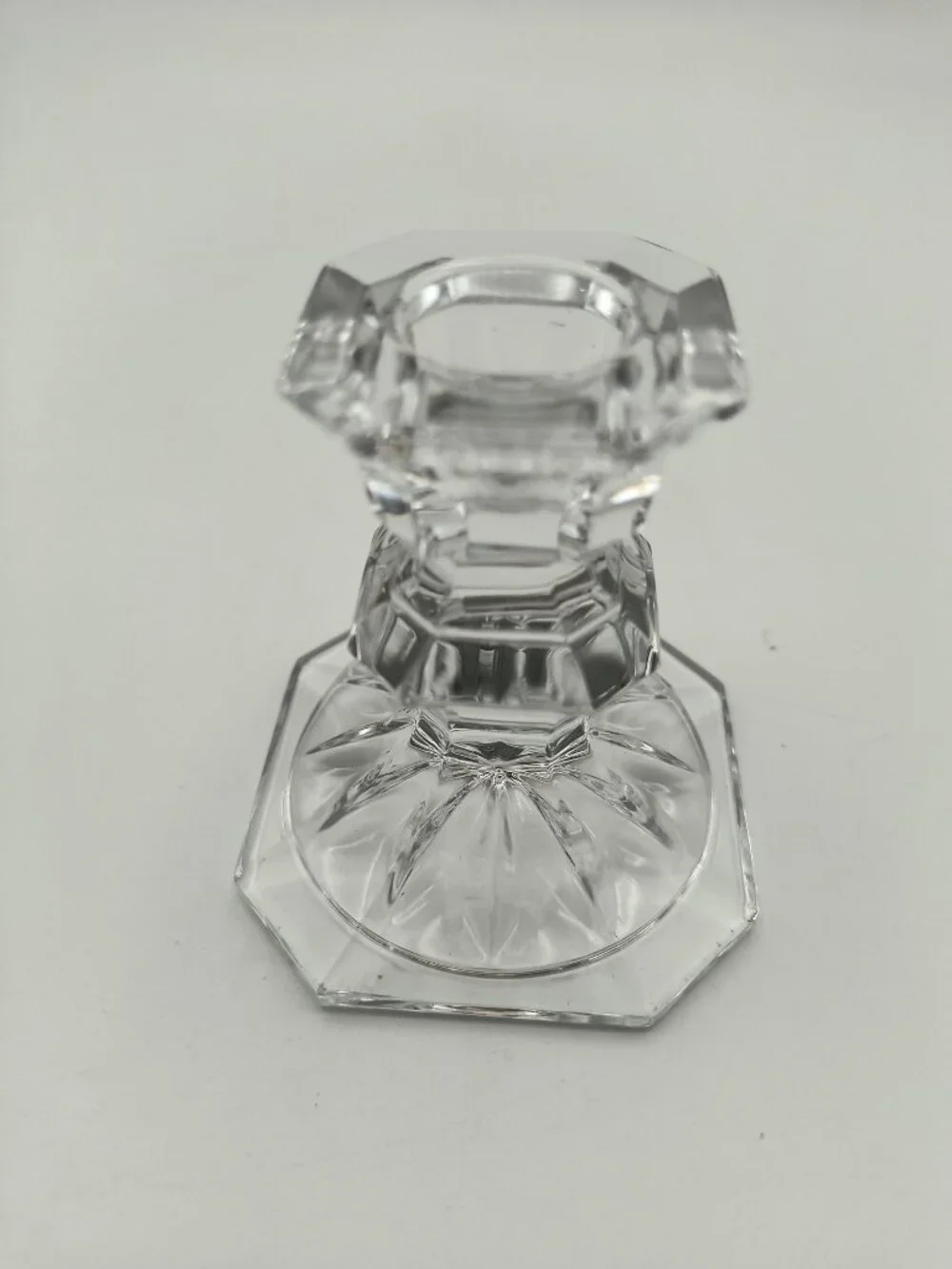 Mikasa Slovenia Crystal Candlestick Holder Octagonal Base 2.75in Vintage Elegant